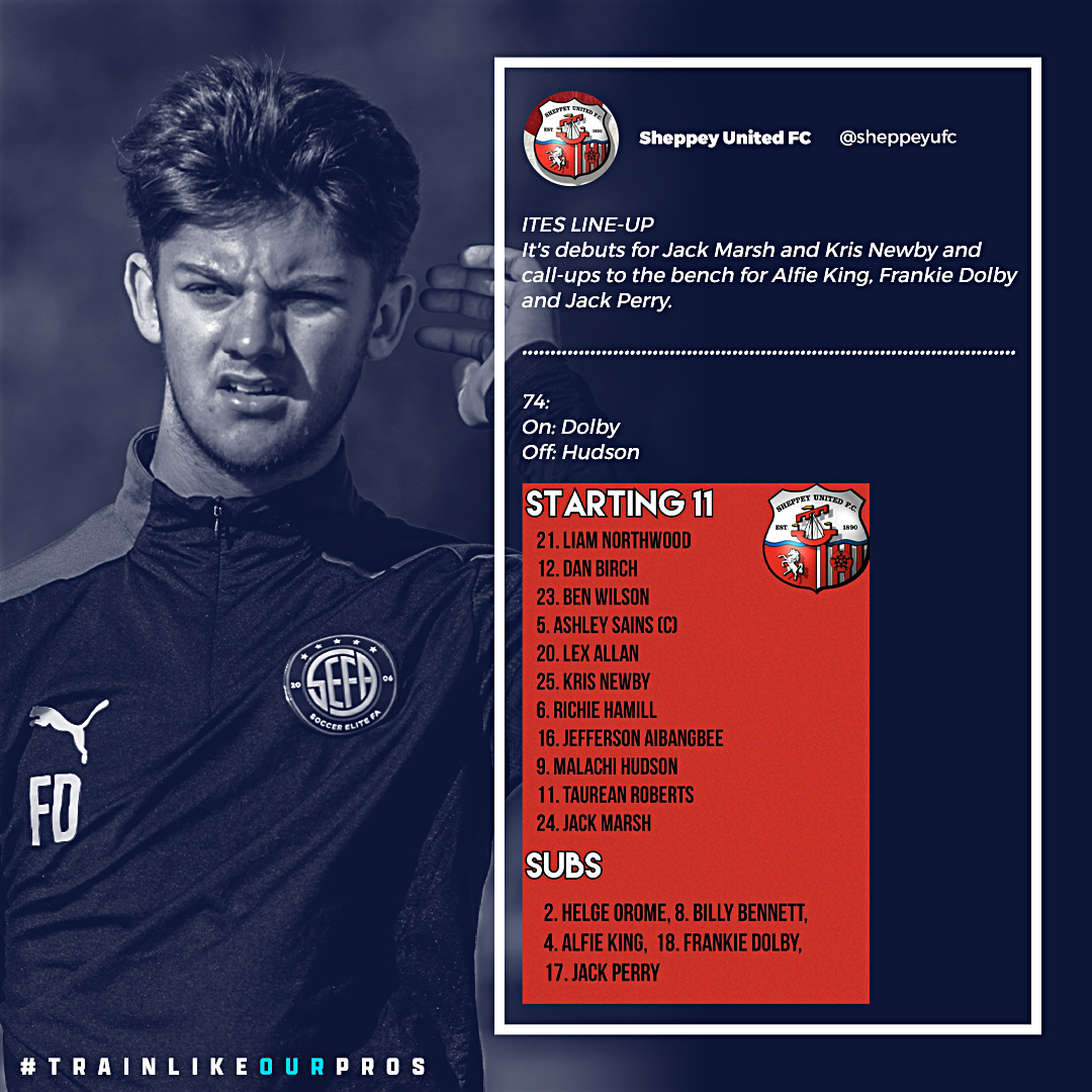👏 Congratulations to sixteen-year-old SEFA College Scholar Frankie Dolby who made his senior competitive debut yesterday with <a href="/SheppeyUFC/">Sheppey United FC</a>!

Frankie appeared as a second half substitute in The Ites' 3-1 win over Holmesdale.

#trainlikeOURpros