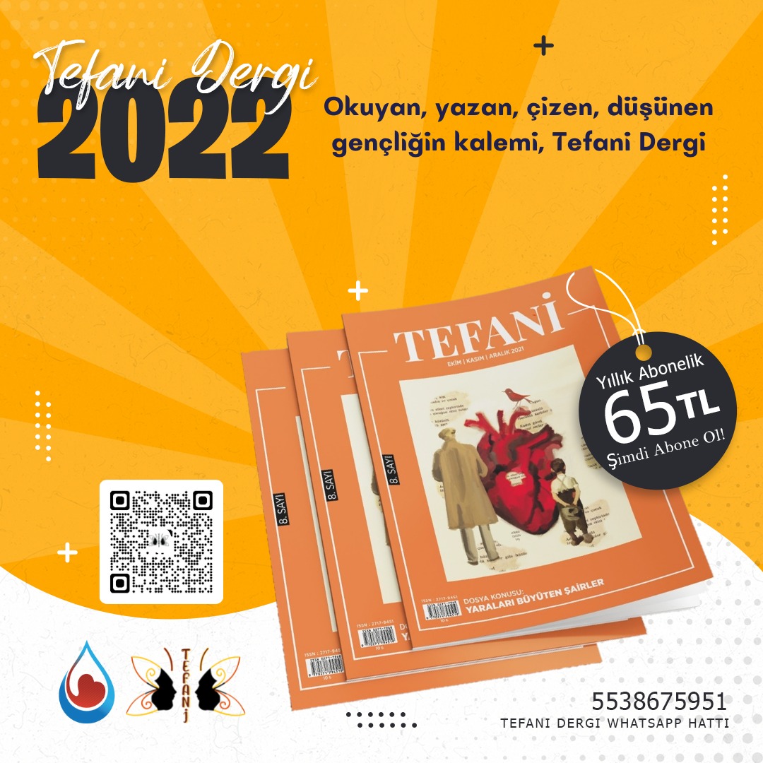 Tefani Kültür Sanat ve Gençlik Dergisi, 2022 yılı erken dergi aboneliği fırsatını yakalamak için şimdi whatsapp sipariş hattımıza mesaj bırakabilirsiniz.

<a href="/tefanidergi/">Tefani Dergi</a>