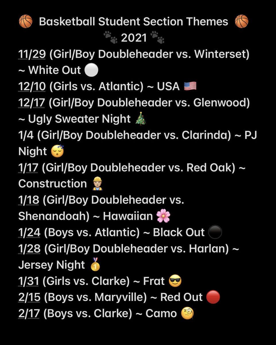 2021 Basketball Student Section Themes! 🏀🐾