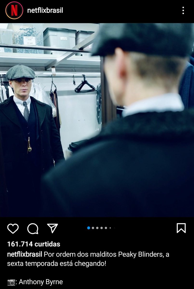 No instagram, a Netflix Brasil diz que a 6ª temporada de Peaky Blinders está chegando.