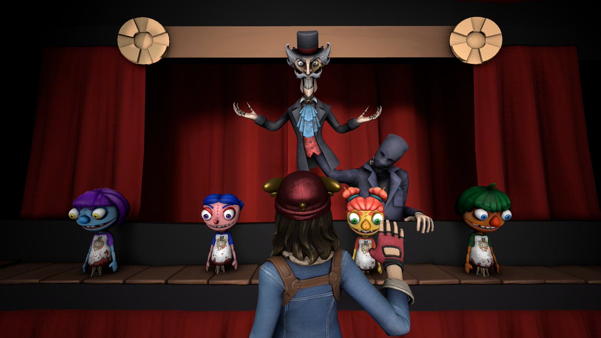 SB_Game's tweet photo. " hoho, look what we got here todaY, a brand new spectatOr, welcome ! I can see you like adventURes a lotS, well tOday is yoU're Lucky day ! choose a puppet, it Is you're invitation to our wonderful Show, now juMp In aNd Enjoy ! "
#FortniteArt
#HelloPuppet https://t.co/jaC8o8IU1D