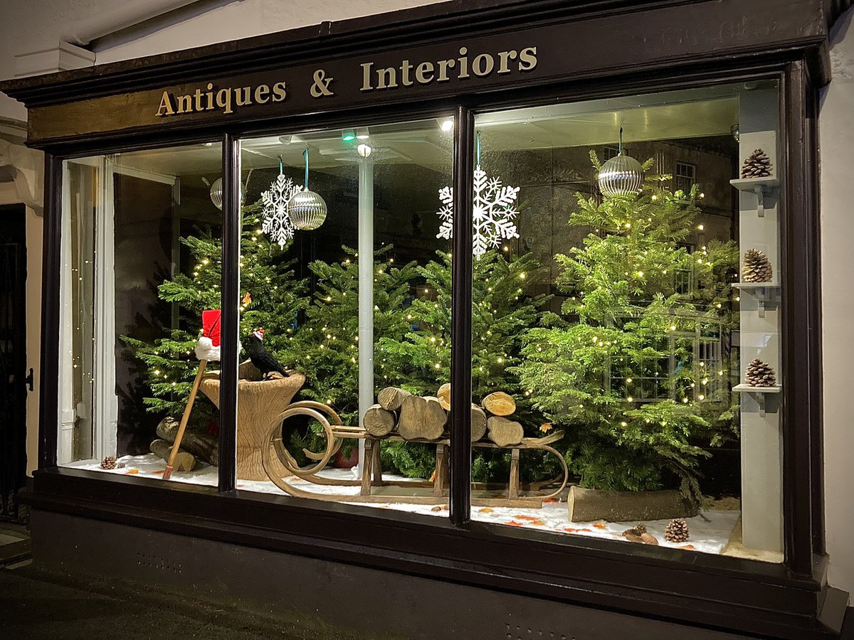Today’s task was to install a forest of Christmas trees in the window of <a href="/HandofGlory/">Hand of Glory</a> Antiques - all plantable afterwards! Pretty, me thinks.
#antiqueschristmas #christmaswindow