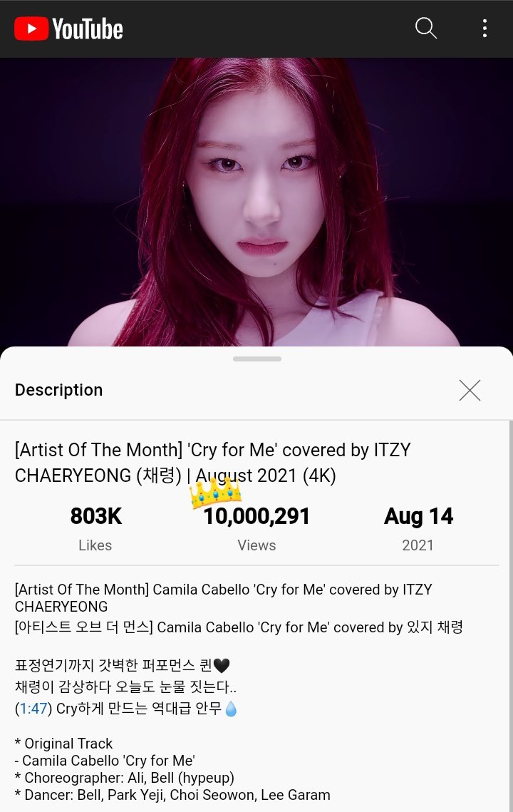 Gong_iiil's tweet photo. Chaeryeong's AOTM cover 'Cry for Me' reached 10M views!! 😭🥳👏🏻👏🏻 

🔗https://t.co/cQfr3Mi1Ly
#CHAERYEONG #AOTM_Chaeryeong https://t.co/cPUrl7CRuu
