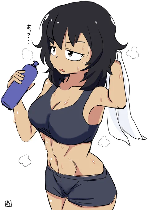 #ガルパン 

エクササイズ後の安藤くん

この前の線画に色塗りました。 