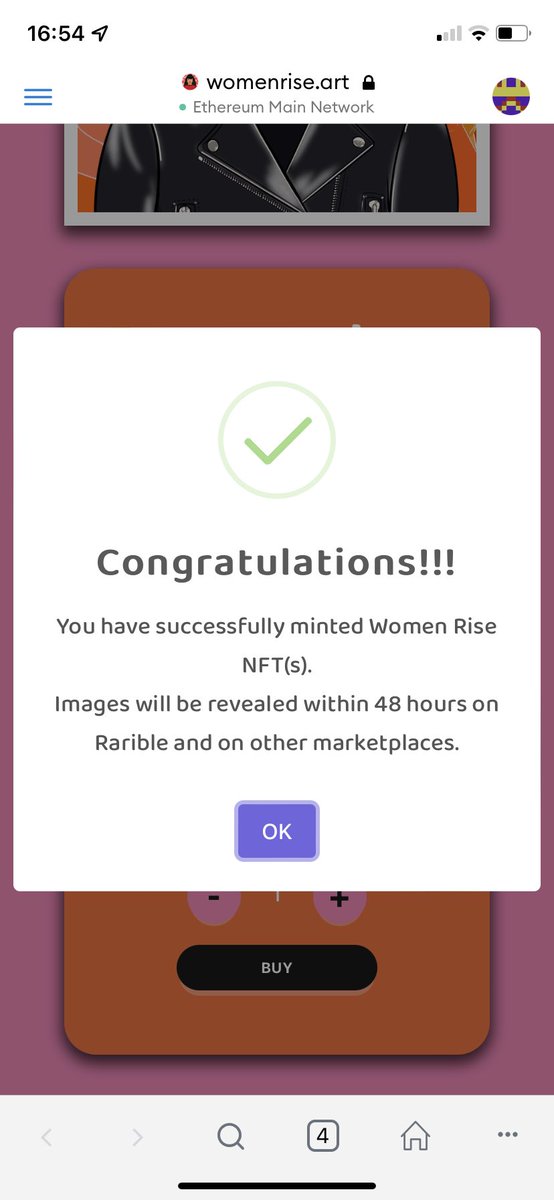 Russntest's tweet photo. Minted my first Women Rise NFT!! @WomenriseNFT @Maliha_z_Art #WomenriseNFT #WAGMI https://t.co/kiuzX2dH0M