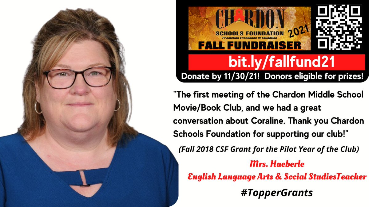 ChardonSchFound's tweet photo. Fundraiser runs only until 11:59PM #GivingTuesday - November 30, 2021.  Don't miss out on your chance to support Hilltopper learning! #TopperGrants  
@GTVREPLAYS @ChardonSchools https://t.co/6wFue9PcLo