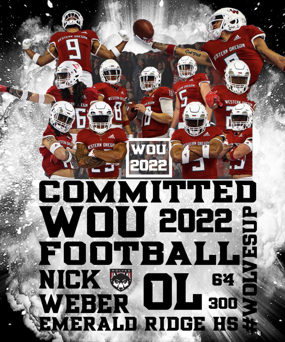 Nick Weber (@nick_weber75) on Twitter photo Committed to Western Oregon University!!!! <a href="/JagNationFB/">Emerald Ridge Football</a> <a href="/MaluStrength/">Coach Malu</a> <a href="/BrandonHuffman/">Brandon Huffman</a> <a href="/RylandSpencer/">Ryland Spencer™</a> <a href="/NWBallers_/">Northwest Ballers</a> <a href="/CoachManningWOU/">Josh Manning</a> <a href="/BrianHarris_WOU/">Brian Harris</a> <a href="/treyshima/">Trey Shimabukuro</a> <a href="/ArneFerguson/">Arne Ferguson</a> Committed to Western Oregon University!!!! <a href="/JagNationFB/">Emerald Ridge Football</a> <a href="/MaluStrength/">Coach Malu</a> <a href="/BrandonHuffman/">Brandon Huffman</a> <a href="/RylandSpencer/">Ryland Spencer™</a> <a href="/NWBallers_/">Northwest Ballers</a> <a href="/CoachManningWOU/">Josh Manning</a> <a href="/BrianHarris_WOU/">Brian Harris</a> <a href="/treyshima/">Trey Shimabukuro</a> <a href="/ArneFerguson/">Arne Ferguson</a>