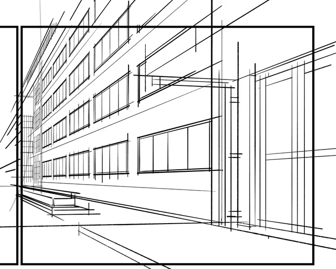 学校の昇降口(2コ目)の別角度の背景の下書きです。

近いうちにペン入れします。 