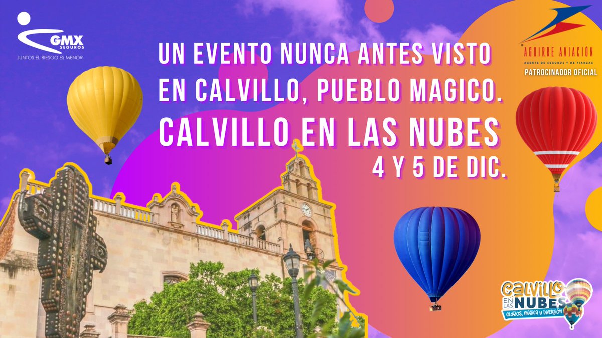 AguirreAviacion's tweet photo. Elevaciones cautivas, show de Zeppelin, noche mágica, excelente música y mucho más en Calvillo en las nubes 2021.
¡Acompáñanos a ser parte de algo increíble!🤩🎈💫 @GMXSeguros
#CalvilloEnLasNubes #Calvillo #CalvilloAgs #Aguascalientes #PuebloMágico https://t.co/HFmYSqwzZ7