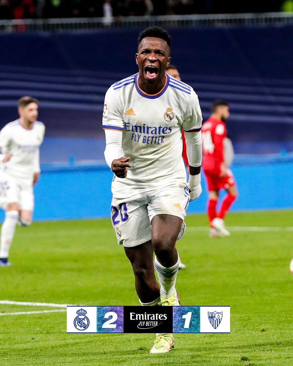 🏁 FP: <a href="/realmadrid/">Real Madrid C.F.</a> 2-1 <a href="/SevillaFC/">Sevilla Fútbol Club</a> 
⚽ <a href="/Benzema/">Karim Benzema</a> 32', <a href="/vinijr/">Vini Jr.</a> 87'; Rafa Mir 12'
#Emirates | #RealMadridSevillaFC