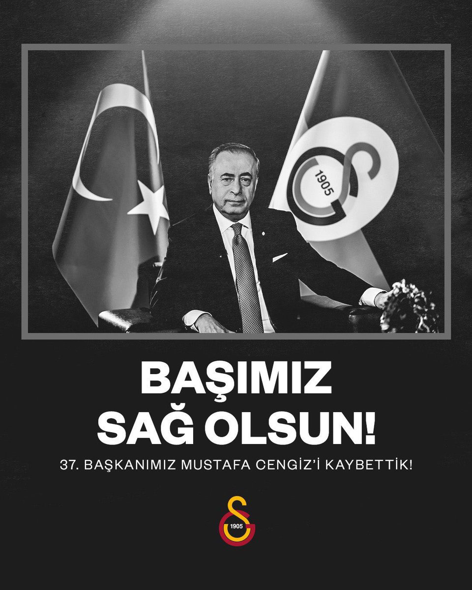 markayim's tweet photo. @GalatasaraySK Spor Kulübü 37. Başkanı Mustafa Cengiz'e Allah'tan rahmet diliyoruz… 
Değerli ailesine, sevenlerine ve Galatasaray camiasına başsağlığı dileriz. @burakelmas_tr 

Cezalar bizi kenetliyor, bizi birleştiriyor. Camiamızın telakkuz halinde olmasını istiyorum... https://t.co/AL9A0qOXWZ