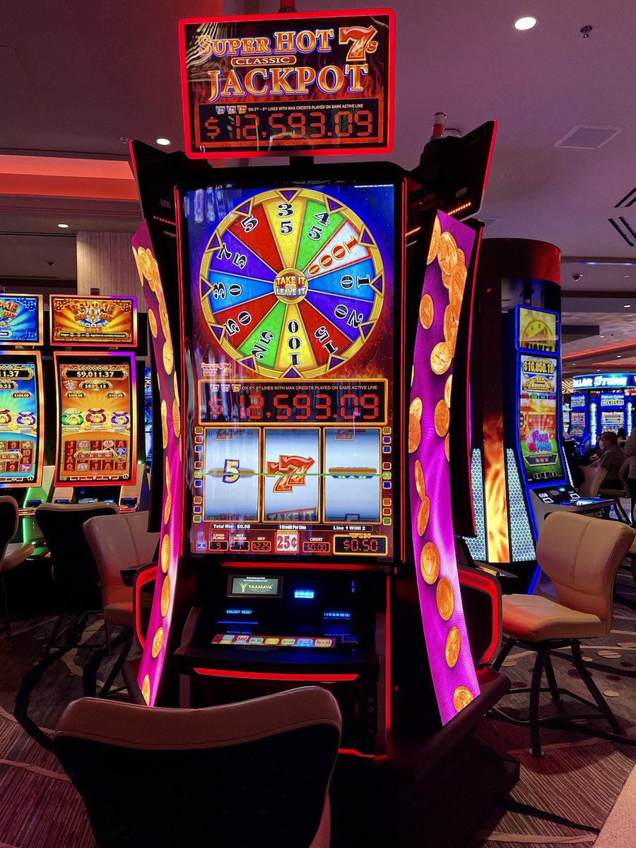 Yaamava's tweet photo. Hot new slot alert 🔥🎰🚨 Super Hot 7s Classic features .25c, .50c and $1 denoms. Be sure to check it out, located next to Tukut Lounge! #AllThrill #Yaamava https://t.co/E82O2EUgNW