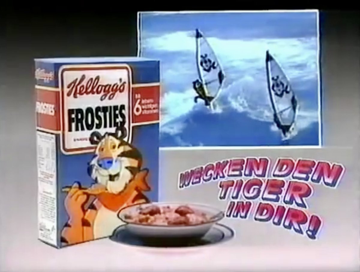 reinke_timo's tweet photo. Wer kennt noch TONY THE TIGER und kann den #Jingle 🎶 sofort mitsingen?
»Lass ihn raus den Tiger. Zeig Ihnen, dass Du es kannst. Denn Kellogg‘s #FROSTIES schmecken so, die wecken den #Tiger 🐯 in Dir. Und Dir‼️«
Die #Werbespots 📺 hatten immer ein Sportthema ↪️ 🛹 🎾 🏒 🏐 ⚽️ 🏄🏾♀️. https://t.co/UFnVq3wIdH