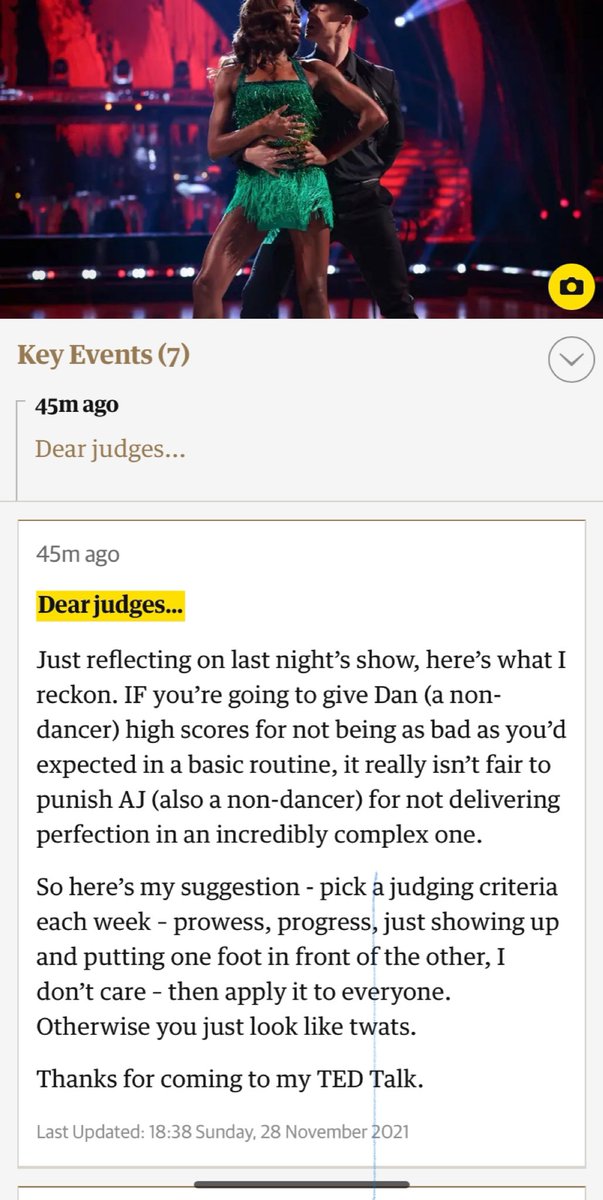 Nail hit very firmly on the head by @heidistephens as usual #Strictly