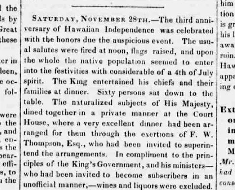 UHMLibrary's tweet photo. Today is Lā Kūʻokoʻa, Hawaiian Independence Day, first celebrated in 1843 when England and France recognized the Kingdom of Hawaiʻi as an independent nation. We're sharing an excerpt from The Polynesian describing the 1846 celebration held by King Kamehameha III, Kauikeaouli. https://t.co/2C7nSzsaLa