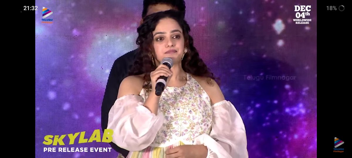 NithyaMenenFC's tweet photo. .@MenenNithya from #SkylabPreReleaseEvent 🤍💚 https://t.co/V1CrF4Jpbj