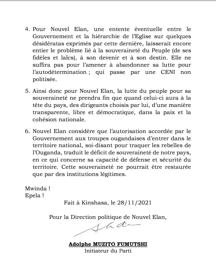 Déclaration Politique du Nouvel Élan. ..👇👇👇