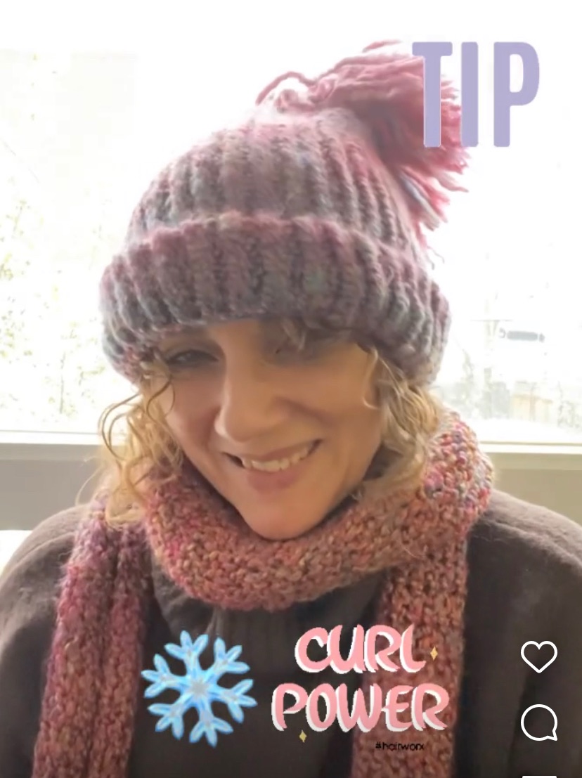 curlexpert's tweet photo. Frizzy curl hat fuzz no more! Make any winter hat curly hair friendly by putting a silk bonnet under it! #curlytips #curlytip #curllove #frizz #wintercurls https://t.co/NbTia8FsbO