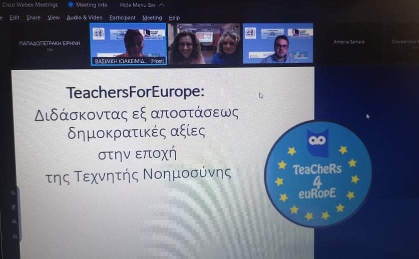 glascaris's tweet photo. Presenting our #etwinning project "T4E :Democratic values in the Era of Artificial intelligence", part of the #ErasmusPlus #KA3 project "Teachers For Europe, Setting an Agora for Democratic values" at the #ICODL 2021-International Conference in Open and Distance Learning. https://t.co/NcPMU5CrNc