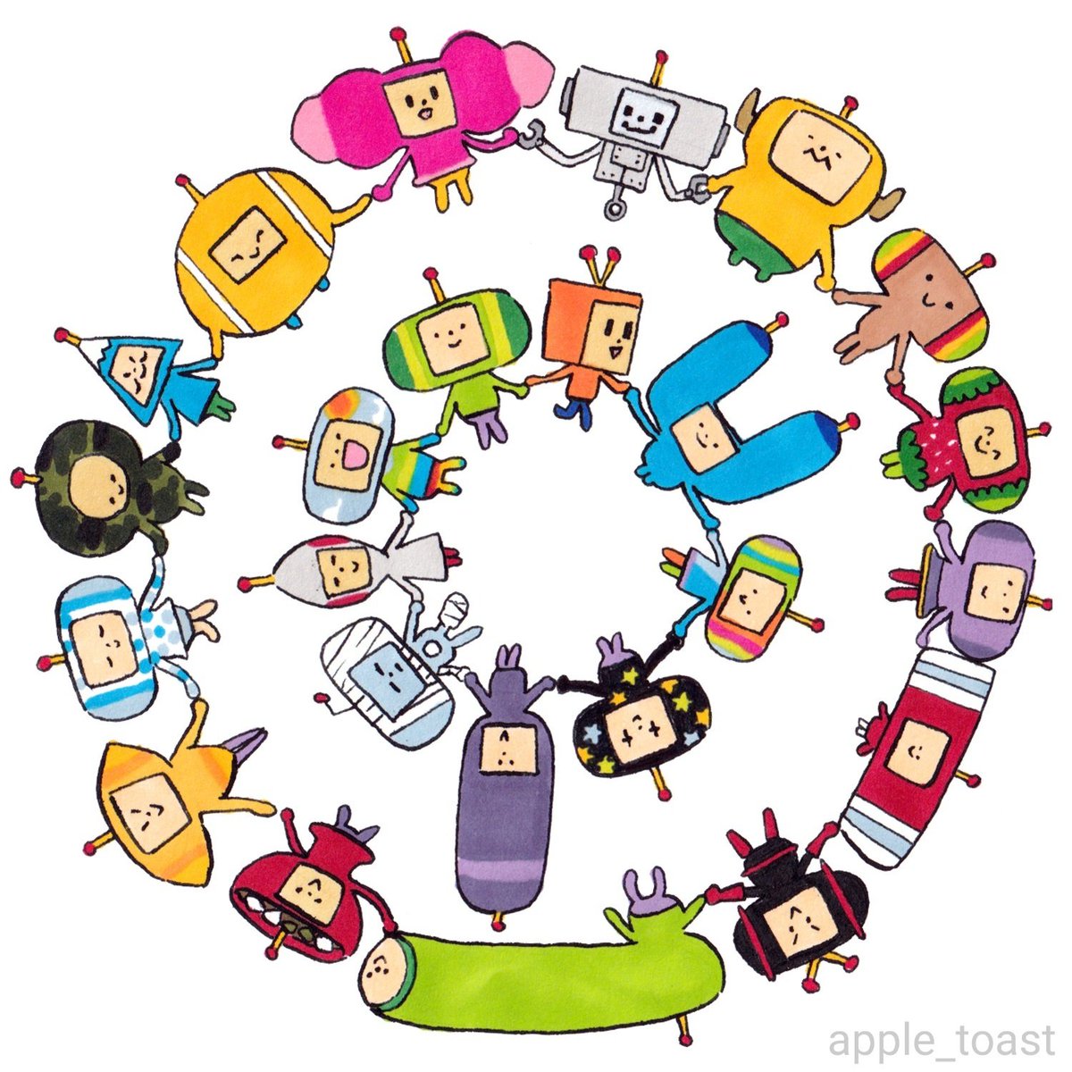 apple_toast's tweet photo. parappa+gang and katamari cousins https://t.co/oqmMeClgel