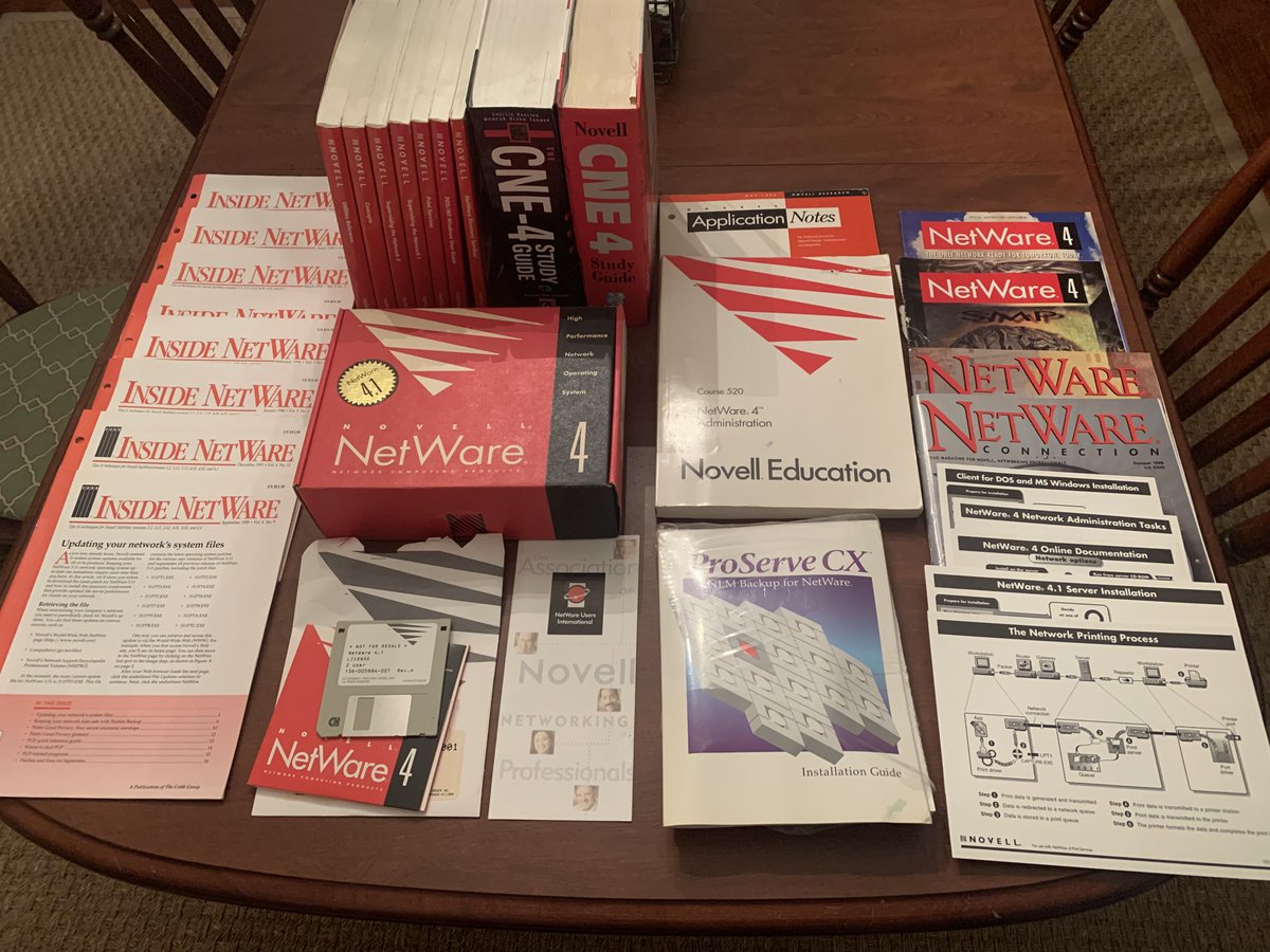 spuluka's tweet image. Blast from the past, I jumped on the Novell #Netware train at version 4 loving that they created directory services that made AAA much easier at the time. They truly pushed @Microsoft into creating AD that along with NT server would eventually unseat Novell from server dominance.