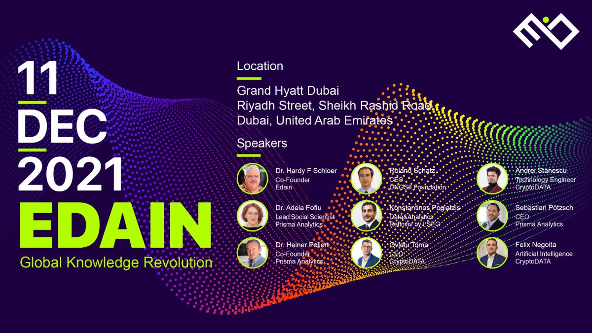 🇦🇪Proudly announcing that between the 10th and 11th of December 2021, we'll be hosting the #GlobalKnowledgeRevolution Event in Dubai, an event that will bring together the entire #Edain community and partners from all over the world.
Download invitation: bit.ly/3oVPJq8
