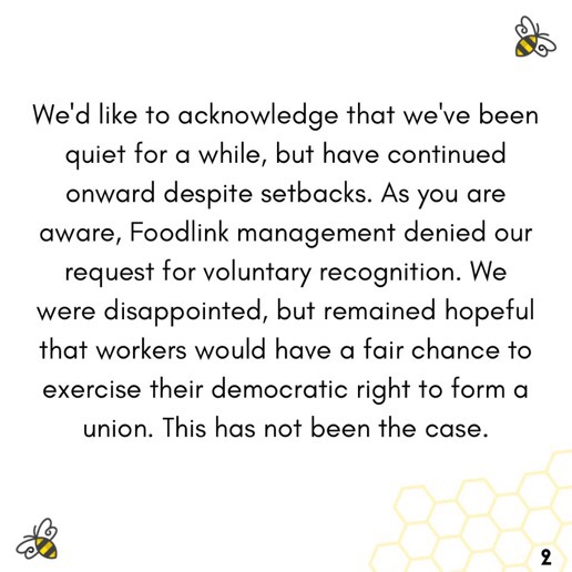 FoodlinkUnited's tweet photo. Check out this post for some updates on our campaign! We look forward to continuing our work to feed the community, and to create a stronger workplace for us all. https://t.co/FUZ0lcxhQw