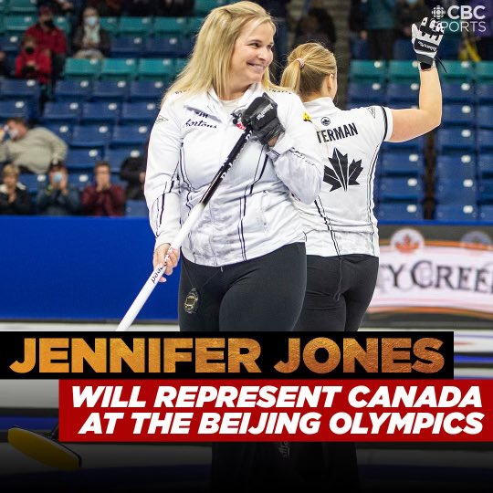 Devin_Heroux's tweet photo. JONES IS GOING TO THE OLYMPICS 

@TeamJJonesCurl STEALS THE WIN 6-5.

Jones will look to add another Olympic gold in February to her remarkable resume. 

TEAM JONES IS TEAM CANADA 🇨🇦 #cbccurl https://t.co/H2yYyhdnmP