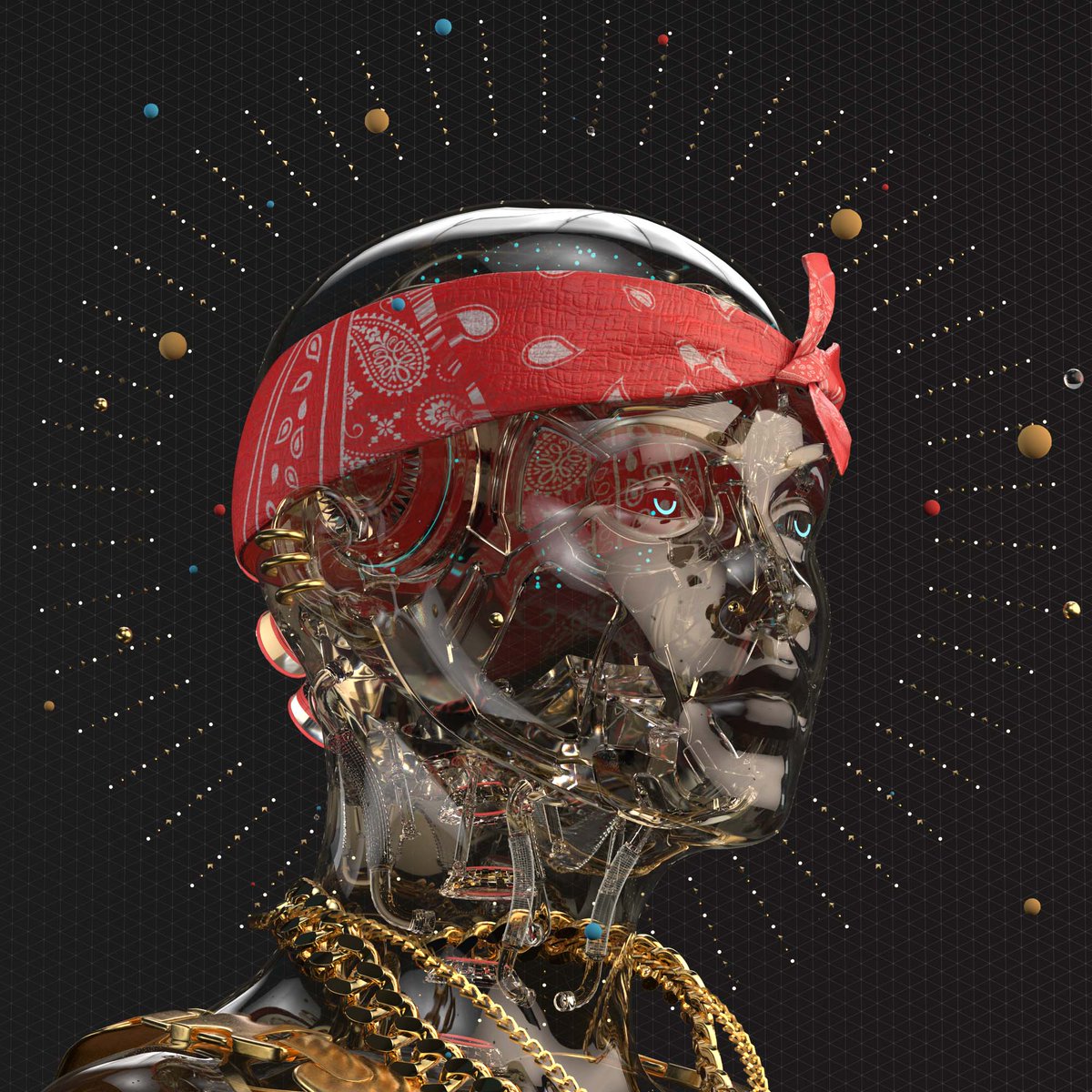 theprolifics's tweet image. One of the unique aspects of our #nft art is that we're rendering out each 3D image vs. just using a generative art script to combine layers of .png images. This allows for light refraction, so the color of each Prolific is influenced by the background, shirts, hats, etc.