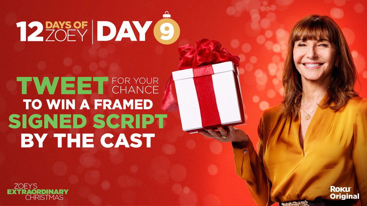 TheRokuChannel's tweet photo. Day 9: 12 Extraordinary Days of Zoey 🎁

Enter to win a signed script from the set of Zoey’s Extraordinary Christmas! 

RT and reply with #ZoeysChristmas for your chance to win 📽️ https://t.co/xwLl61uUNZ