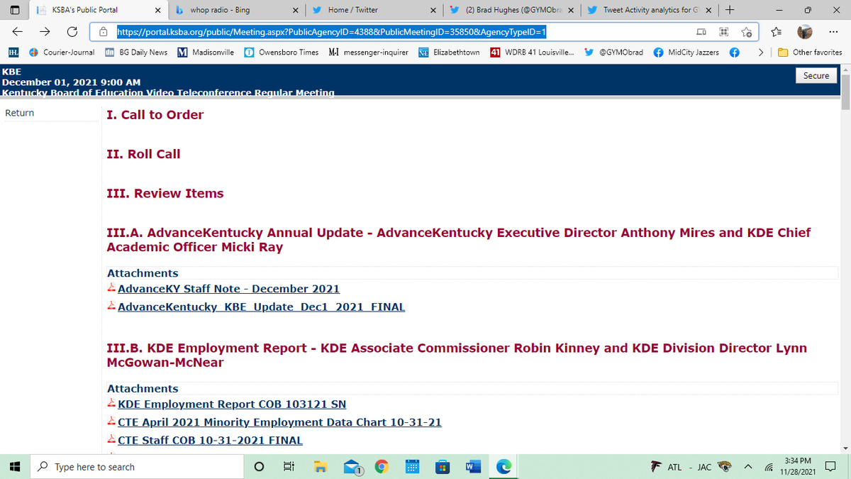 Kentucky Board of Education meets Dec. 1 at 9 a.m. ET. Agenda here portal.ksba.org/public/Meeting… Morning lineup includes action on proposed changes in school facilities planning process, as recommended by KDE task force. PM lineup includes action on corporal punishment regulation.