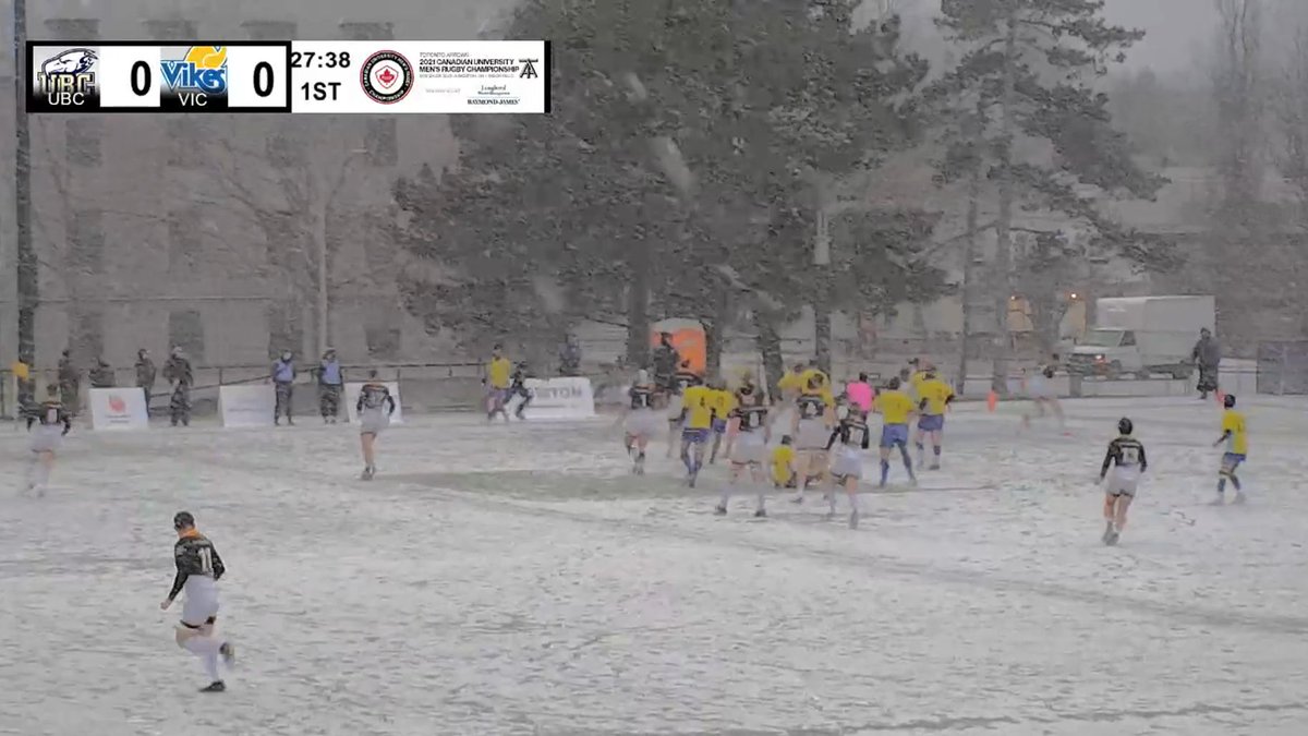 BressetteDerek's tweet photo. If you can't find the ball, just know that @UBCRugby scored the first try on this play!
#CUMRC #SnowCup https://t.co/amOmLOwrak