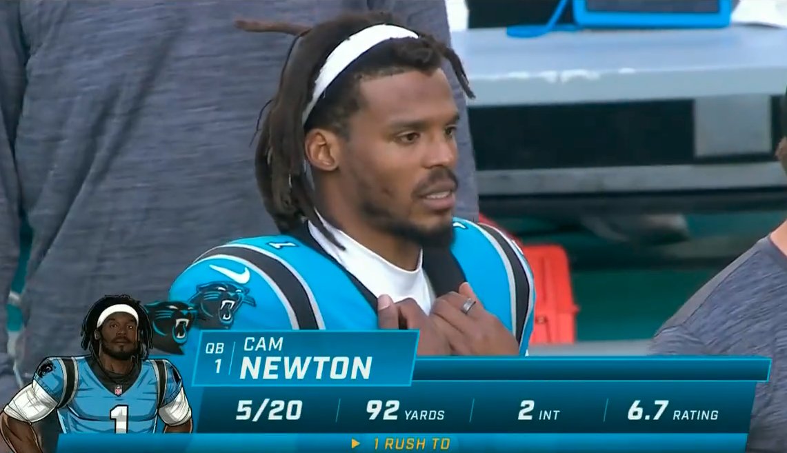SportsCenter's tweet photo. Cam Newton was benched after a tough day against Miami: https://t.co/2TraD8j3At