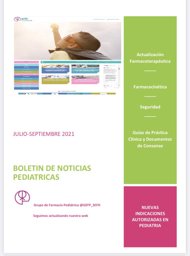 Compartimos nuestro boletín trimestral de Noticias farmacoterapéuticas pediátricas. Seguro que encontrarás información de interés📘📘📘 gruposdetrabajo.sefh.es/gefp/images/Bo…
