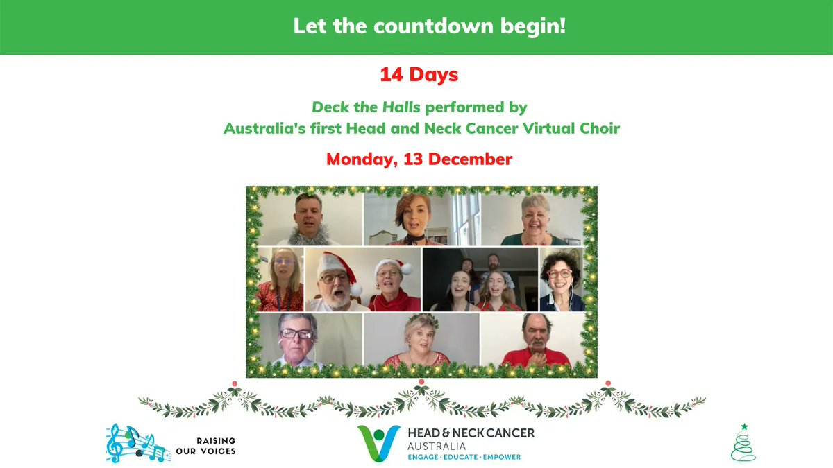 Only 14 days until the launch of Deck the Halls, performed by Australia's first-ever #HNC Virtual Choir! Thank you to everyone involved! Would you like to support our work? Please consider making a donation to our Christmas Appeal here. buff.ly/3qDEDZa