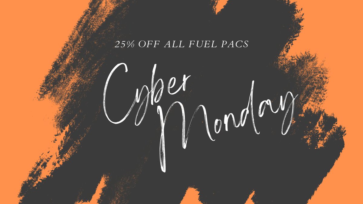 We have Cyber Monday deals on deck for tomorrow - come back to shop with us for 25% off all Fuel PACs! #CyberMonday #CarbonAthletics #ShopSmall