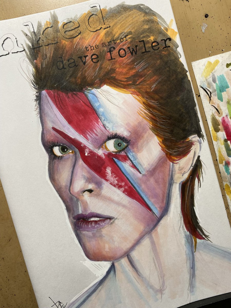 DF3Ink's tweet photo. David Bowie mixed media. 

#davidbowie #bowie #ziggystardust #davidbowieart #aladinsane #spidersfrommars #popart #art #artist #artwork #glam #glammakeup #glamrock #comicart #comicartist #bowiefan #fanart  #draw #drawing #illustration #wip #copicmarkers #acrylicpaint https://t.co/6Fc9Mh3pb7