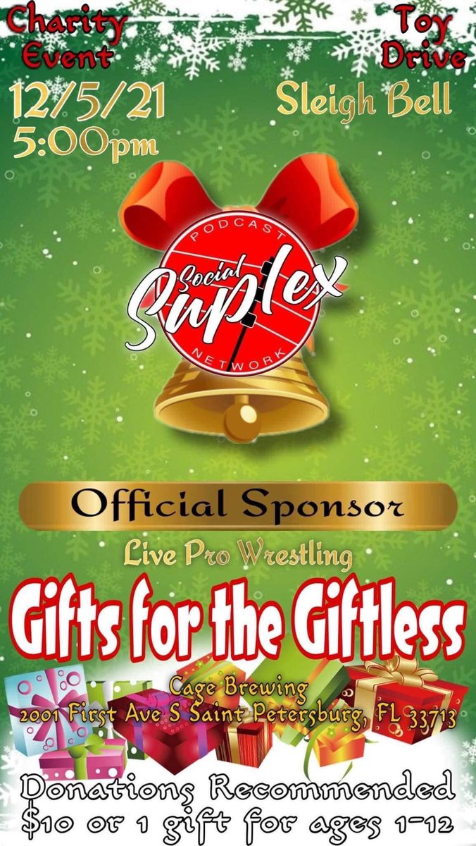 8bitsuplex's tweet photo. So sorry everyone for the radio silence (new job and cross country moving during a pandemic makes things busy).
If you are in the Tampa Bay Area please go check out #giftsforthegiftless proudly sponsored by @SocialSuplex 
No better way to start the Holiday season! https://t.co/FukAmAjFcK