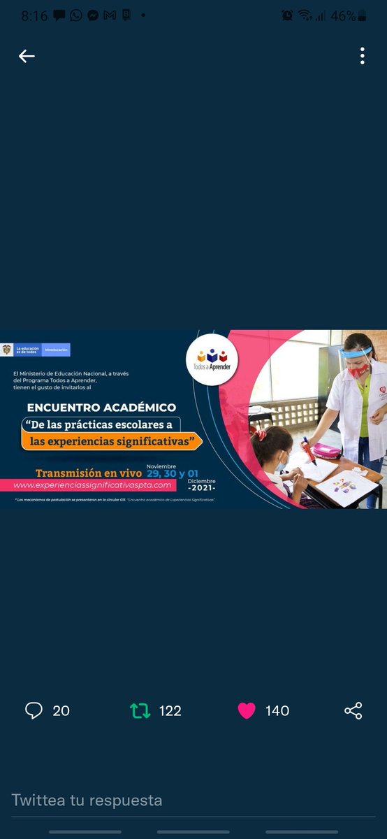 Taniajudith06's tweet photo. Mañana se presentará la experiencia en modalidad póster "Me divierto aprendiendo del contexto donde vivo" diseñada por las docentes Cler Cogollo y Tania Escudero de la I.E. #ElCarito, Lorica, Córdoba. No te lo pierdas #Lorica @DIANAECHAVARRIA #ExperienciasPTA  @SEMLORICA1 https://t.co/7oPE9teLdp