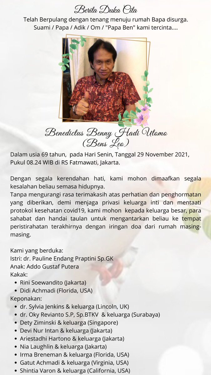 Selamat jalan Bang <a href="/bens_leo/">bens leo</a> 🙏
Karya Beliau terhadap industri musik Indonesia tidak terhitung. 
Amalmu abadi❤️