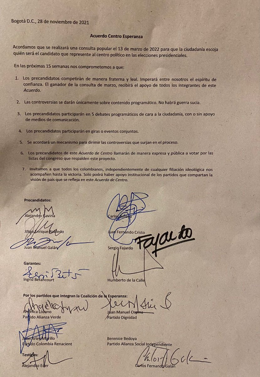 Se consolida una propuesta de Centro de cara a las presidenciales.

#CoalicionCentroEsperanza es un acuerdo de unidad que convoca a todos los colombianos a ser partícipes del cambio.

El 13 de marzo de 2022 se realizará la consulta popular! <a href="/CarlosAmayaR/">Carlos Amaya 🌻</a> #ElCambioEsConSumercé