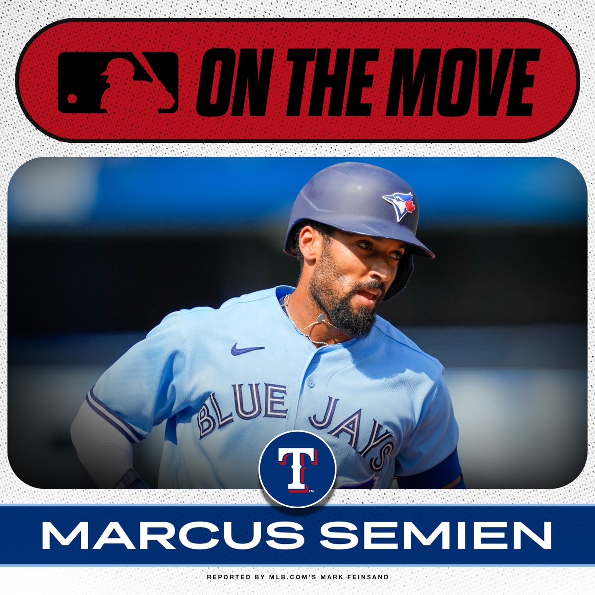 MLB's tweet photo. .@Rangers, Marcus Semien reportedly agree to a 7-year deal, per @Feinsand. https://t.co/0eXkN8QLqu
