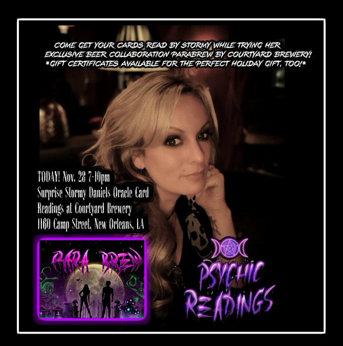 TONIGHT! Surprise Para-Popup at @courtyardbrew  in New Orleans! Come get 25% off readings and try our<a class="tags" target="_blank" title="On Twitter" href="/?out=eyJ0eXAiOiJKV1QiLCJhbGciOiJIUzUxMiJ9.eyJpYXQiOjE3MTk1NDI4NDgsImlzcyI6InR3cG9ybnN0YXJzLmNvbSIsIm5iZiI6MTcxOTU0Mjg0OCwiZXhwIjoxNzUxMDc4ODQ4LCJyZWRpcmVjdF91cmwiOiJodHRwczovL3R3aXR0ZXIuY29tL2NvdXJ0eWFyZGJyZXcifQ.p-t_B-h9ZAZEL4ay_F1QeLqYPSM_cDN4biLSlBAN8rN0yEybAGU9Z_jz06SZUweNsDGo_miU9SMn_kb0sW75hg">@courtyardbrew</a><a href="/tag/nola"class="tags"><span>#nola</span></a><a href="/tag/stormydaniels"class="tags"><span>#stormydaniels</span></a><a href="/tag/supportlocalbusiness"class="tags"><span>#supportlocalbusiness</span></a><a href="/tag/spookybabesshow"class="tags"><span>#spookybabesshow</span></a>