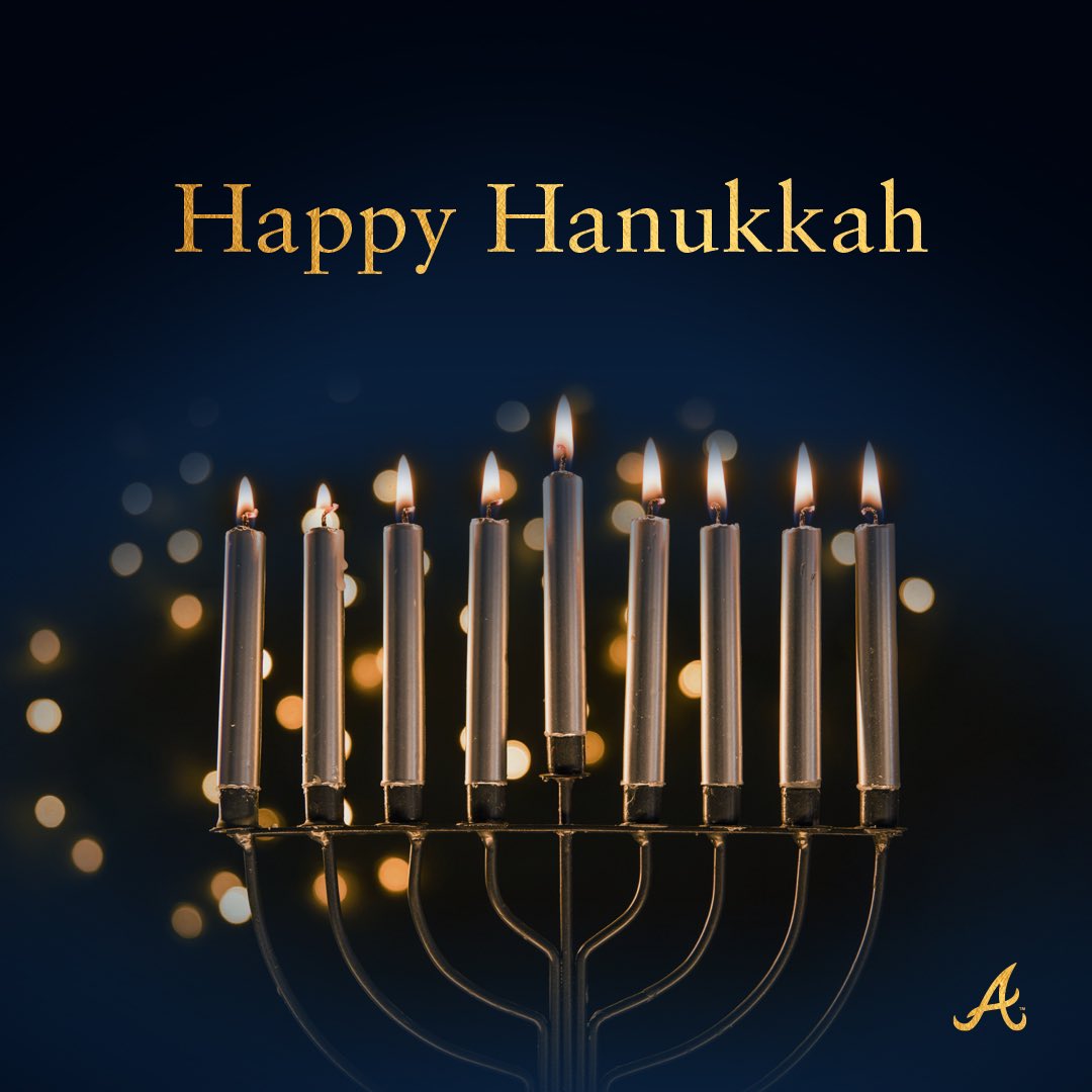 Braves's tweet photo. Happy #Hanukkah, Braves Country! https://t.co/CxK5FqDYXl