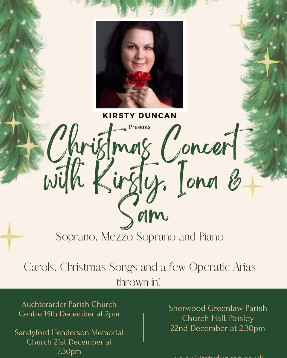 singerglasgow's tweet photo. It's time!! Here are my Christmas Concert Dates with Iona and Sam! You can expect Christmas Songs, Carols and some pretty impressive Operatic Arias! I'd love to see you in December! https://t.co/oX92vcJjGW