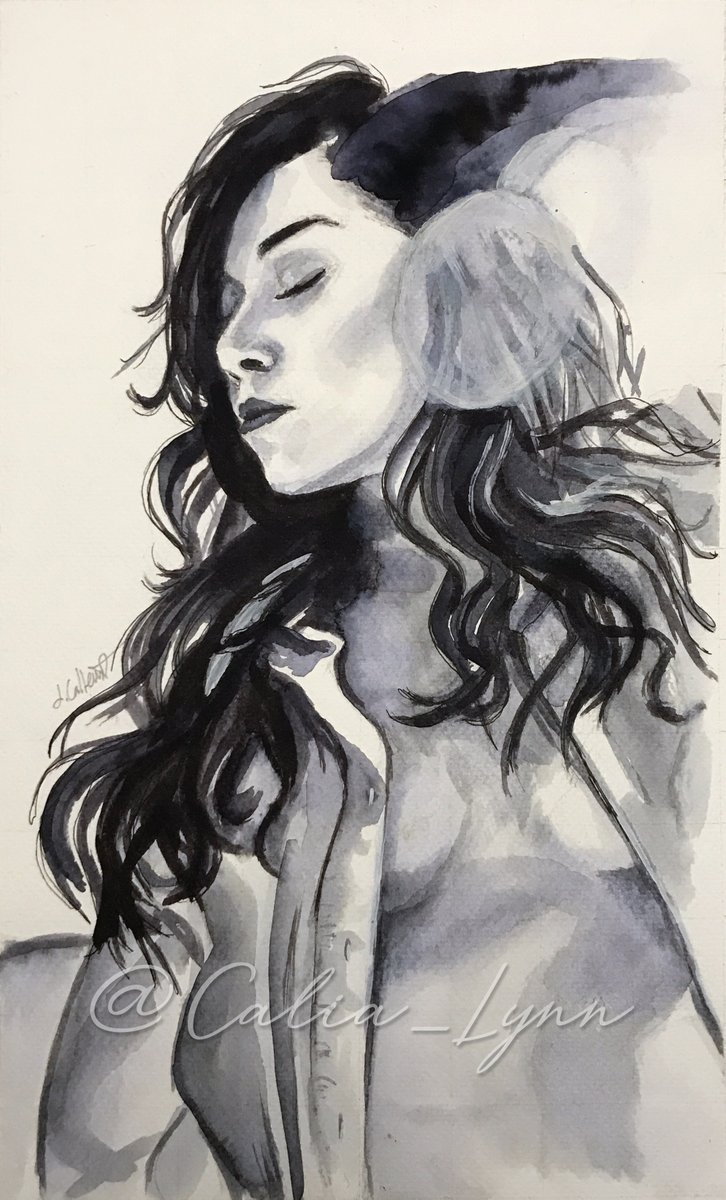 Calia_Lynn's tweet photo. Wishing @Aimee_Garcia a very Happy Birthday.  Watercolor and fineliner.  Inspired by a beautiful photo by @lesliealejandro.  #luciferfanart #fanart #ellalopez #LuciferNetflix #Lucifer #Lucifans https://t.co/Lr3dBDkIWn