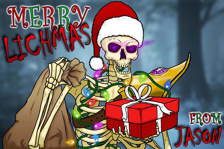JasonBulmahn's tweet photo. Had an absolute blast yesterday celebrating 3 years on Twitch and the official start of the Lichmas Season!
He knows when you are sleeping, he knows when your out of spells, he knows if you brought a paladin, and if you did he'll raise some hell! #Lichmas https://t.co/hpxtesygUs