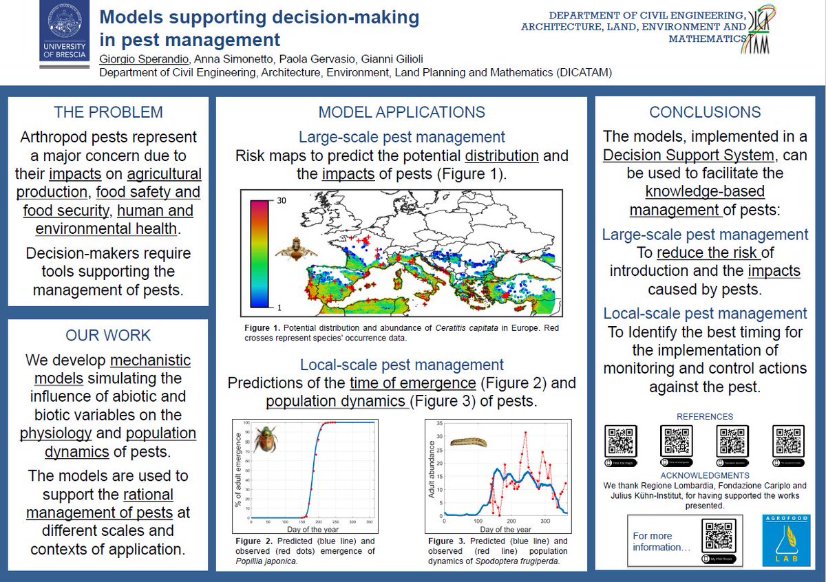 SperandioGio's tweet photo. Have a look at our work presented at the #DICATAMday #poster session organized by #unibs. Models supporting decision-making in #pest management

#PlantHealth
#InvasiveSpecies
#ClimateChange
@unibs_official https://t.co/RykvLbAYtg