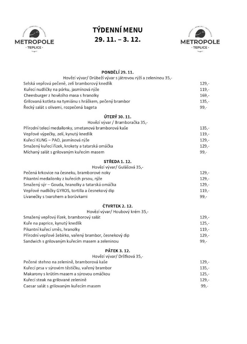 MetropoleTP's tweet image. 🍴 Týdenní menu 28.11.-3.12.🍴
