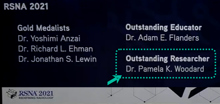 Top honors for the #RSNA2021 Top Radiology Scholar!  Congratulations to <a href="/PamelaWoodardp/">Pamela Woodard, MD</a>. <a href="/MIRimaging/">WashUMedMIR</a>  #RSNA21
